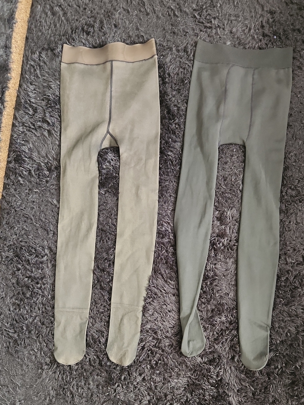 2 Pairs!!! Women’s Brown And Black Seam-Detail Footed Tights, Fleece Lined, Warm